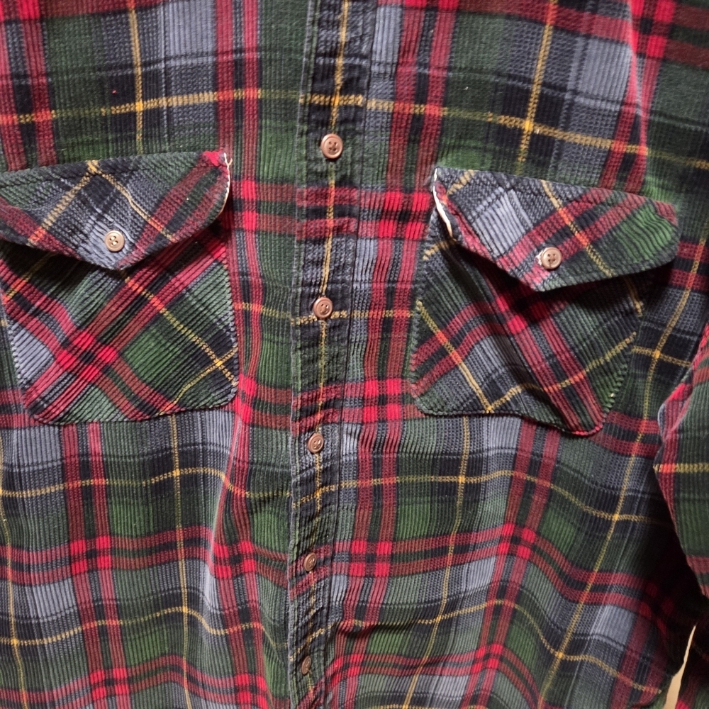 Y2K Ralph Lauren CHAPS Vintage Corduroy Plaid Shirt Size Large - Picture 3 of 6